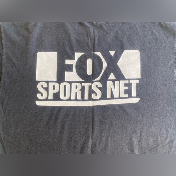 Hanes Beefy Vintage Fox Sports Net Promo Black White Graphic Tee Adult Large - Picture 4 of 6